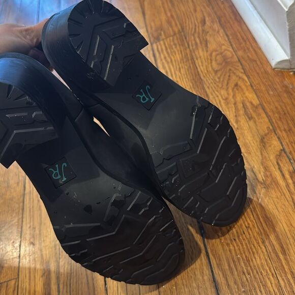 Jack Rogers Boots Womens 8.5 M Chelsea Heels Ankle Booties Black Leather Pull On - Picture 5 of 6